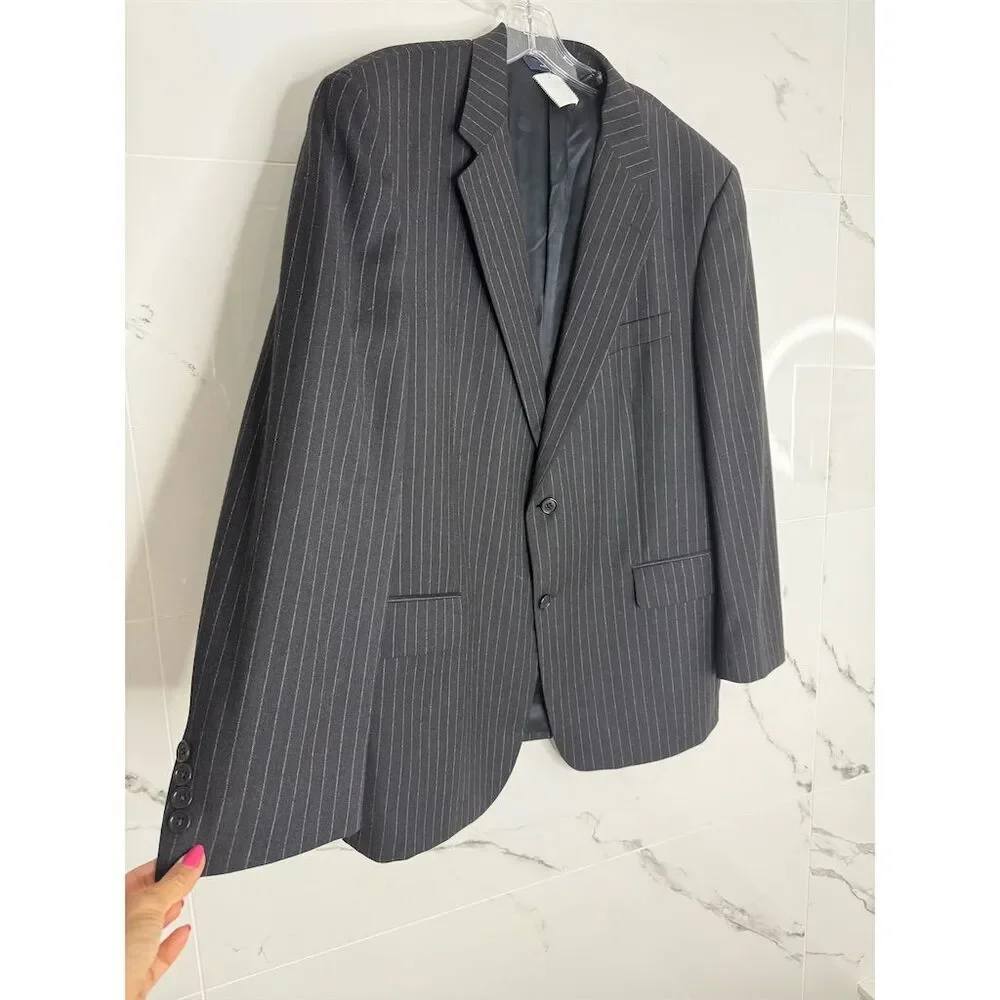 Brooks Brothers Men's Gray Striped Cashmere Wool Blazer Size 44 Formal​